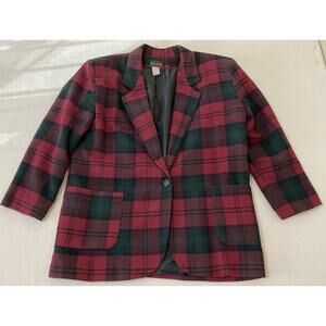 VTG Tracy Evans Women’s Jacket Large Buffalo Plaid Red Black Button Up Coat